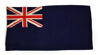 Lot 50 - A British Blue Ensign, made-up of stitched linen panels, the cream hoist stencilled 4 YD...