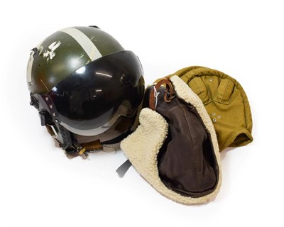 Lot 91 - An RAF MK.3C (Bonedome) Flying Helmet, with two visors, one clear , the other tinted,...