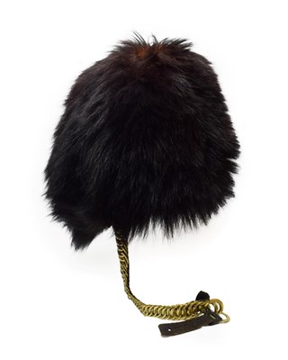 Lot 97 - A British Guards Regiments Other Ranks Bearskin Cap, of black synthetic fur, with wicker frame,...