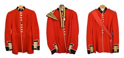 Lot 115 - An Elizabeth II Home Service Scarlet Dress Tunic to a Sergeant the Irish Guards, with bullion...