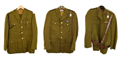 Lot 122 - A Second World War No.2 Dress Tunic, to a Captain Royal Engineers, with bronze collar badges, brass