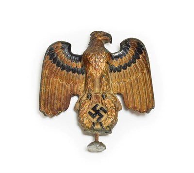 Lot 138 - A German Third Reich Cold Painted Metal Army Eagle Car Mascot, well cast and detailed with...