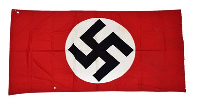 Lot 147 - A German Third Reich NSDAP Flag, double sided, of five stitched linen panels, with double...