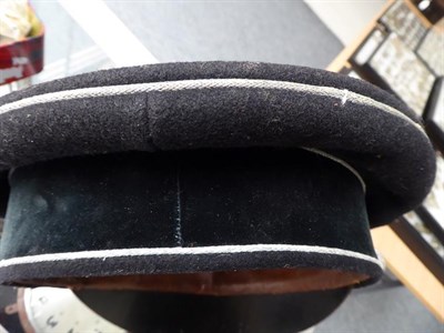 Lot 150 - A German Third Reich SS Officer's Visor Cap, in black wool with velvet centreband, set with...