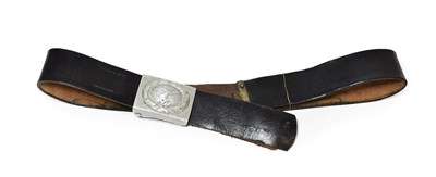Lot 155 - A German Third Reich Luftwaffe EM/NCO's Black Leather Belt, with two part silver washed...