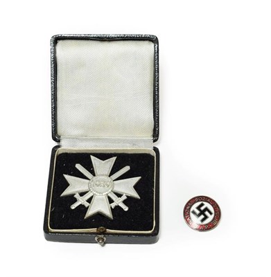 Lot 157 - A German Third Reich War Merit Cross with Swords, first class, early issue, silver plated, with...