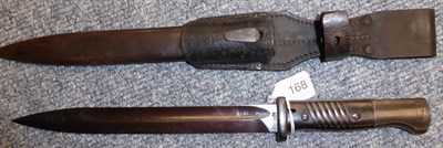 Lot 168 - A German Third Reich Model 1884/98 Mauser Bayonet, the blued steel blade marked on one side of...