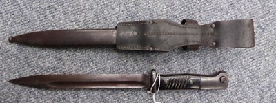Lot 168 - A German Third Reich Model 1884/98 Mauser Bayonet, the blued steel blade marked on one side of...
