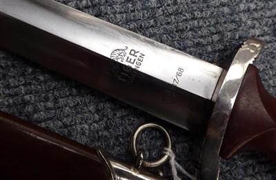Lot 171 - A German Third Reich Transitional SA Dagger, the 22cm double edge steel blade etched Alles fur...