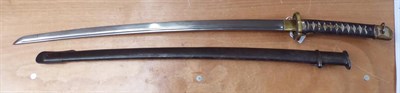 Lot 175 - A Japanese Second World War NCO's Shin-gunto Sword, pre 1945, the 67cm machine forged steel...