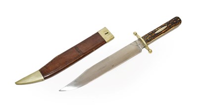 Lot 187 - A Victorian Bowie Knife by Wostenholme, Sheffield, the 24.5cm clip-point steel blade with...