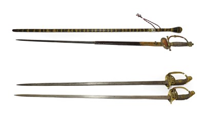 Lot 190 - Two Prussian Infantry Officer's Swords, each with 80.5cm single edge double fullered steel...