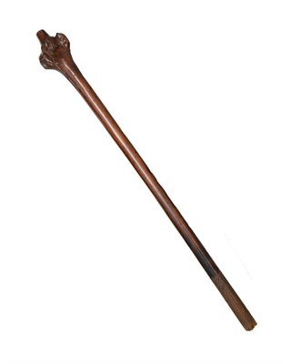 Lot 192 - A 19th Century Fijian Rootstock Club, of deep chestnut coloured hardwood, the heavy head with...