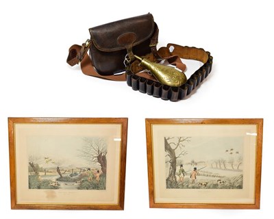 Lot 224 - A Collection of Shooting Accessories, comprising a pigskin cartridge bag with webbing and...