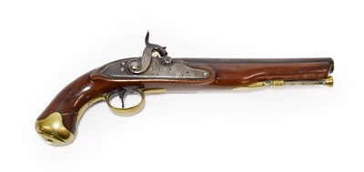 Lot 234 - An 18th Century British Light Dragoon Pistol, converted to percussion from a flintlock, the...
