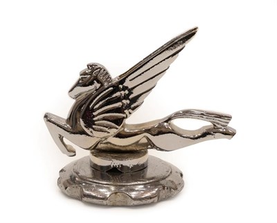 Lot 2019 - A 1930's Chromed Car Mascot as Pegasus, the winged horse on a circular base and screw-thread...