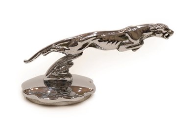 Lot 2024 - Jaguar: A 1930's Chrome Car Mascot, the leaping cat mounted on a threaded radiator cap, 19cm...