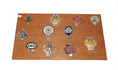 Lot 2028 - Ten Car Badges, including RAC, Queensland Australia, The Inland Waterways Association, 7-50...