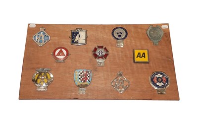 Lot 2030 - Ten Chromed Car Badges, including The Order of the Road, 38 Year Driver, Independent Order of...