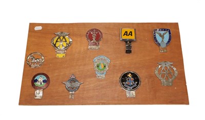 Lot 2032 - Ten Chromed Car Badges, including RAFA Association, National Dairymen's Association, Civil...