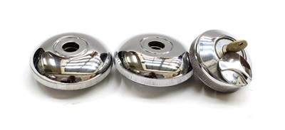 Lot 2039 - A Pair of Chromed Car Locking Caps, suitable for mounting mascots, the underside stamped Made...
