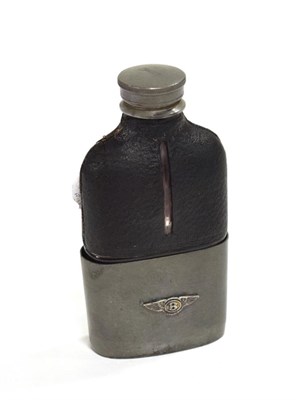 Lot 2045 - Bentley Interest: A 1920/30 Leather and Glass-Bodied Drinks Flask, with screw cap, the...