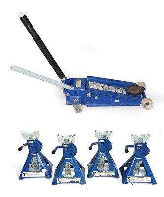 Lot 2063 - A Set of Four Blue-Point 3 Ton Car Axle Stands; and A Blue-Point 3 Ton Heavy Duty Service Jack,...