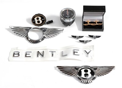 Lot 2067 - Bentley Interest: A Pair of Bentley Gold Plate and Enamel Cufflinks; and Five Bentley Spares,...