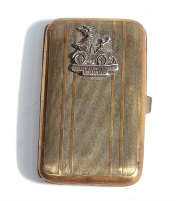 Lot 2073 - A Brass Cigarette Case, with engine turned decoration and surmounted by a badge engraved Gordon...