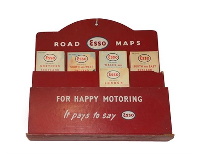 Lot 2092 - A 1950's Esso Counter-Top Road Map Folder, with painted white lettering FOR HAPPY MOTORING IT...