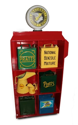 Lot 2103 - A Red Painted Petrol Pump/Display, modern, with a National Benzole mixture petrol pump globe...
