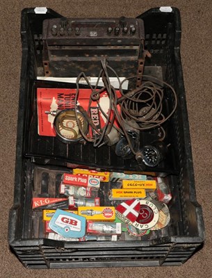 Lot 2116 - A Quantity of Vintage Car Spares, to include fourteen assorted spark plugs, assorted...