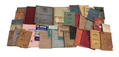 Lot 2130 - A Box Containing Thirty 1940's and Later Car Handbooks, including Armstrong Siddeley, Morris...