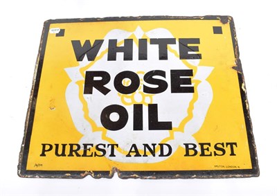 Lot 2138 - A Double-Side Enamel Advertising Sign, WHITE ROSE OIL PUREST AND BEST, stamped and numbered...