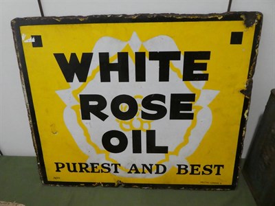 Lot 2138 - A Double-Side Enamel Advertising Sign, WHITE ROSE OIL PUREST AND BEST, stamped and numbered...