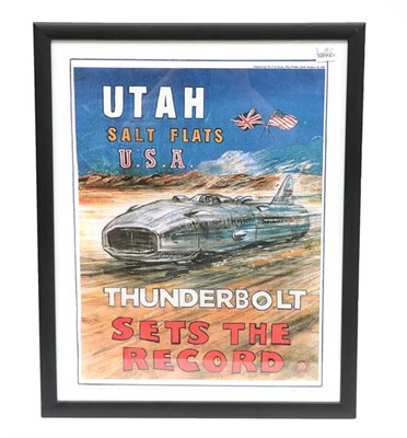 Lot 2149 - Phil May (b.1925) ''Rolls Royce Thunderbolt set land speed record'' Giclee poster print on...