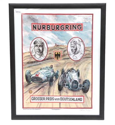 Lot 2151 - Phil May (b.1925) ''Nuerburgring The Ring Masters, Rudolf Caracciola and Bernd Rosemeyer''...