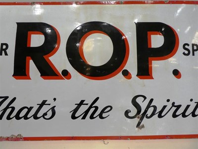 Lot 2161 - ROP Motor Spirit: A 1930's Singled-Sided Enamel Advertising Sign, 91cm by 182cm