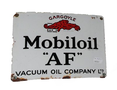 Lot 2169 - Gargoyle Mobiloil AF: A Single-Sided Enamel Advertising Sign, bearing registration trademark,...