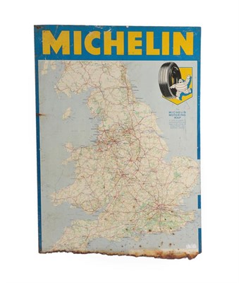Lot 2170 - Michelin: A Single-Sided Aluminium Sign, of the Motoring Map of Great Britain (corroded); The...