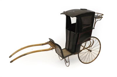Lot 2186 - A Late Victorian Child's Two-Wheel Cart, as a hansom cab, with black and red painted coachwork,...