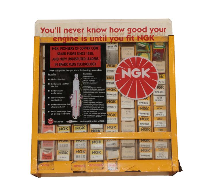 Lot 2204 - NGK Wall Mounted Sparkplug Sales Display including various assorted plugs