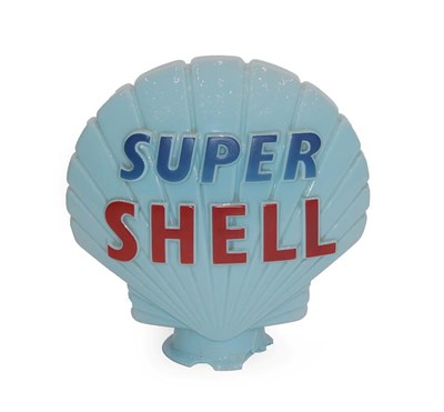 Lot 2206 - A Super Shell Blue Opaque Glass Petrol Pump Globe, with blue and red lettering, the neck (a.f.) and