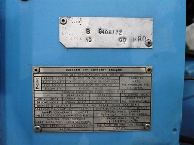 Lot 2263 - 1964 Sunbeam Alpine Registration Number: ALJ 922B Date of First Registration: 26/06/1964 Engine...