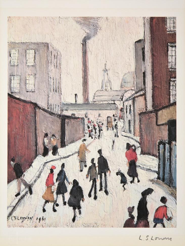 Lot 3 - After Laurence Stephen Lowry RBA, RA (1887-1976)  ''Street Scene'' Signed, with the blindstamp...