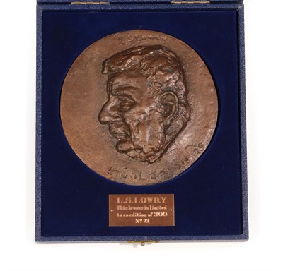 Lot 8 - Leo Solomon (1919-1976) Medallion of L.S. Lowry Signed and dated (19)75, numbered 22/300,...