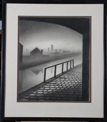 Lot 32 - Trevor Grimshaw (1947-2001) ''Canal Study'' Signed, inscribed to artist's label verso, pencil, 41cm