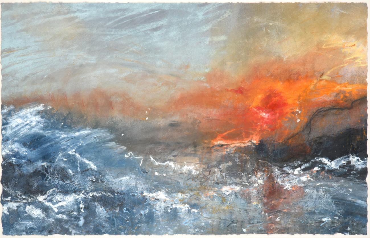 Lot 37 - David Baumforth (b.1924) ''Rough seas, Thornwick Bay''  Initialled and dated 2003, mixed media,...