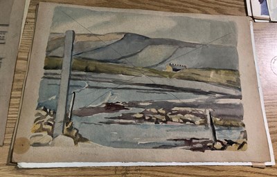 Lot 44 - Edith Lawrence (1890-1973) ''River Mole'' Signed and inscribed, watercolour, together with four...