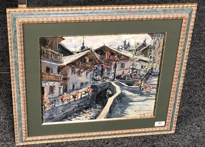 Lot 47 - Sergei Chepik (1953-2011) Russian/French ''Megève''  Signed and dated 1995, inscribed verso,...